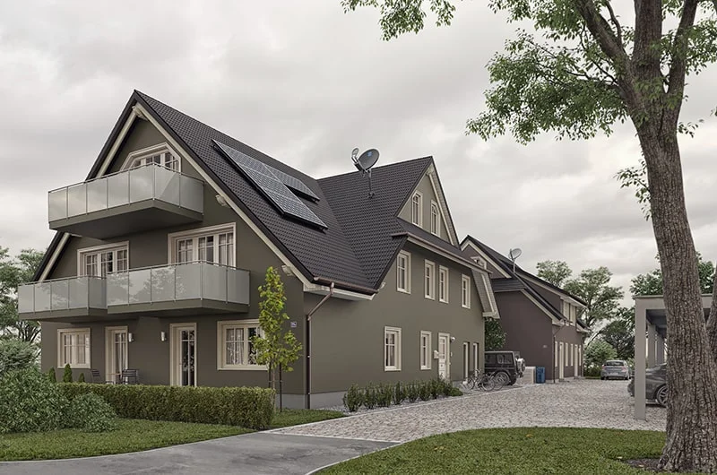 Exterior visualization. Apartment complex-Holiday homes. Ostseebad Prerow