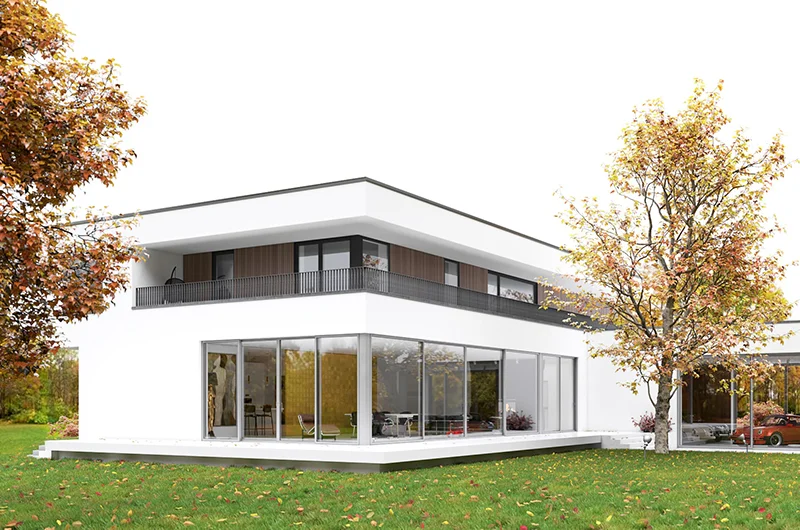 Architectural visualization. Single-family house with Porsche garage_01