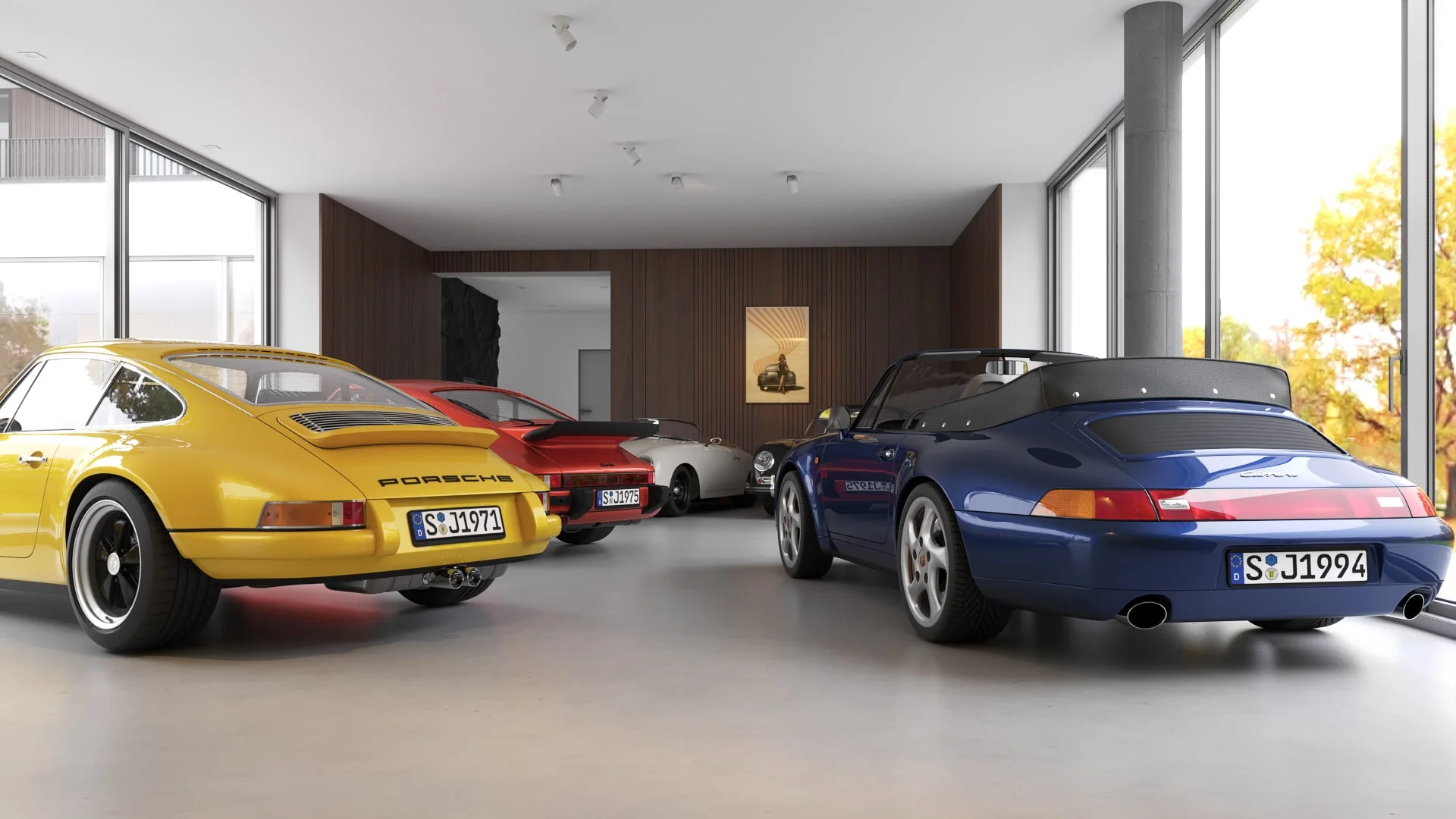 Architectural visualization. Single-family house with Porsche garage_14