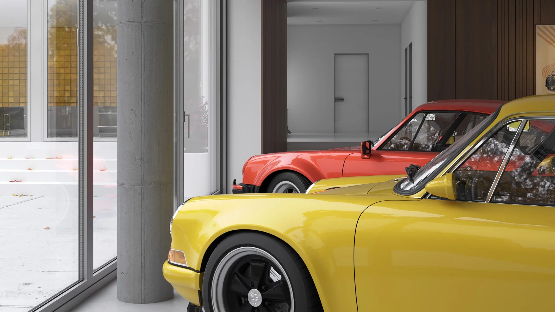 Architectural visualization. Single-family house with Porsche garage_16