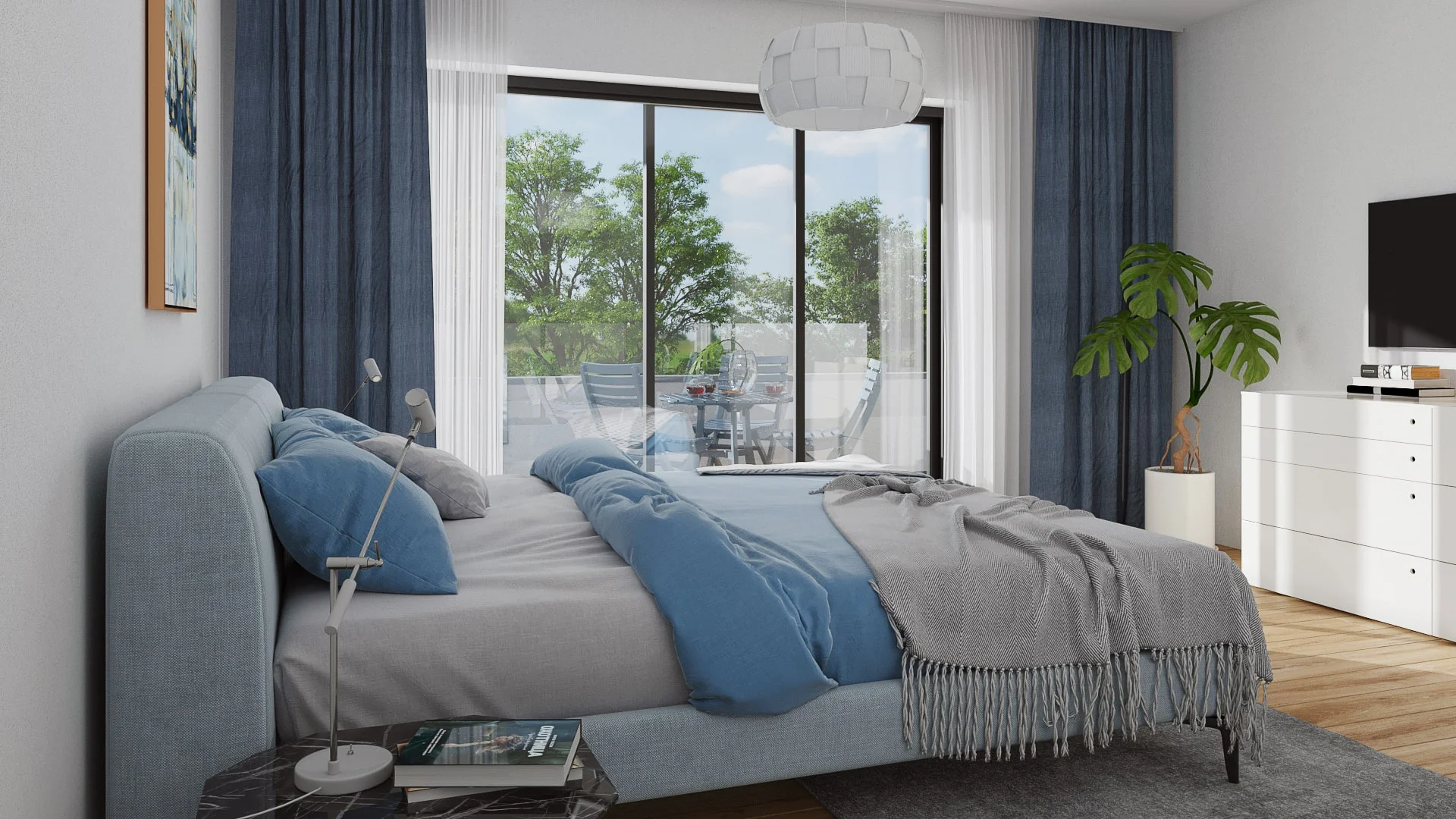 Architectural visualizations. Apartment building. Bedroom