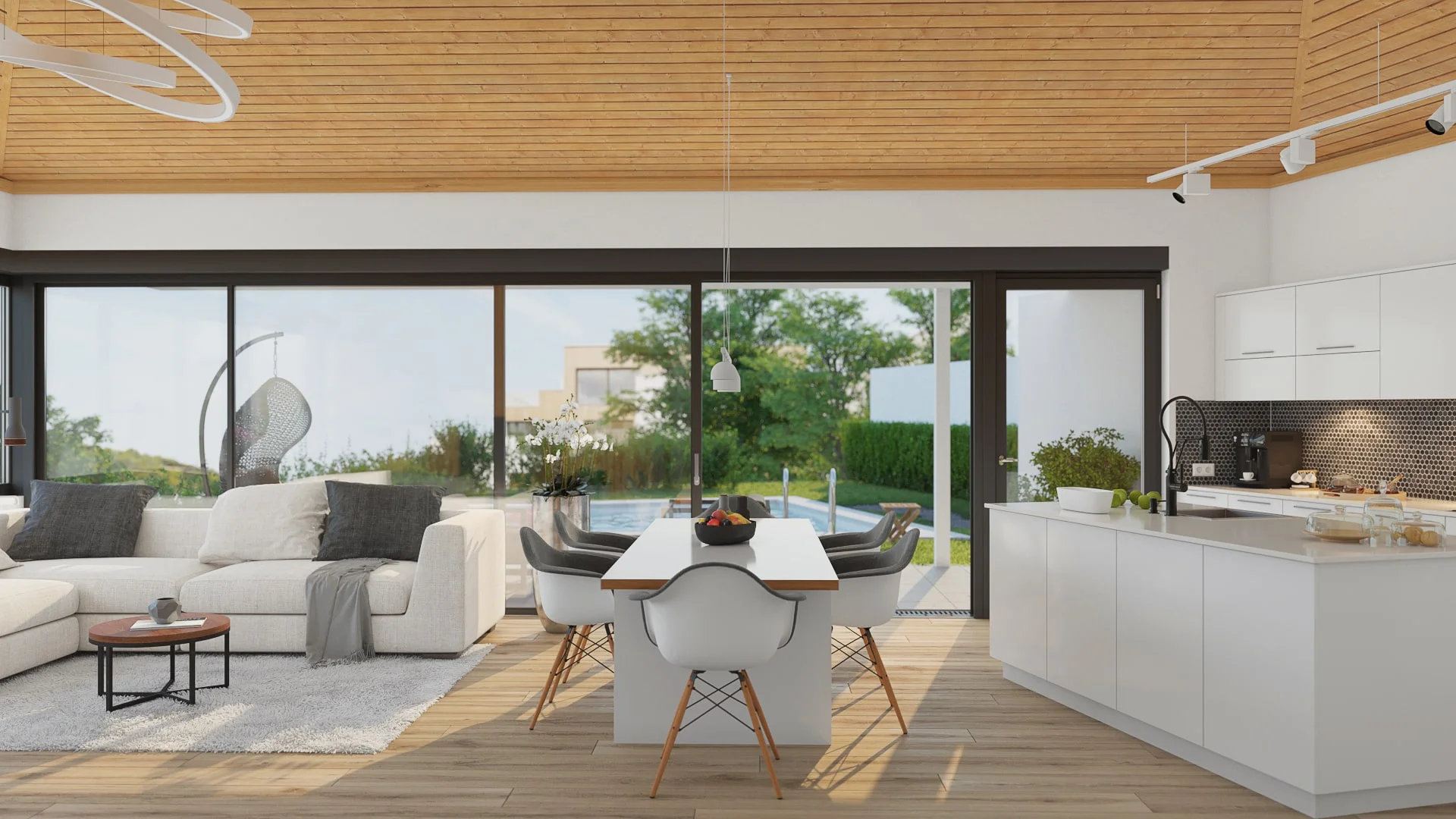 Architectural visualization. Detached house. Living/dining