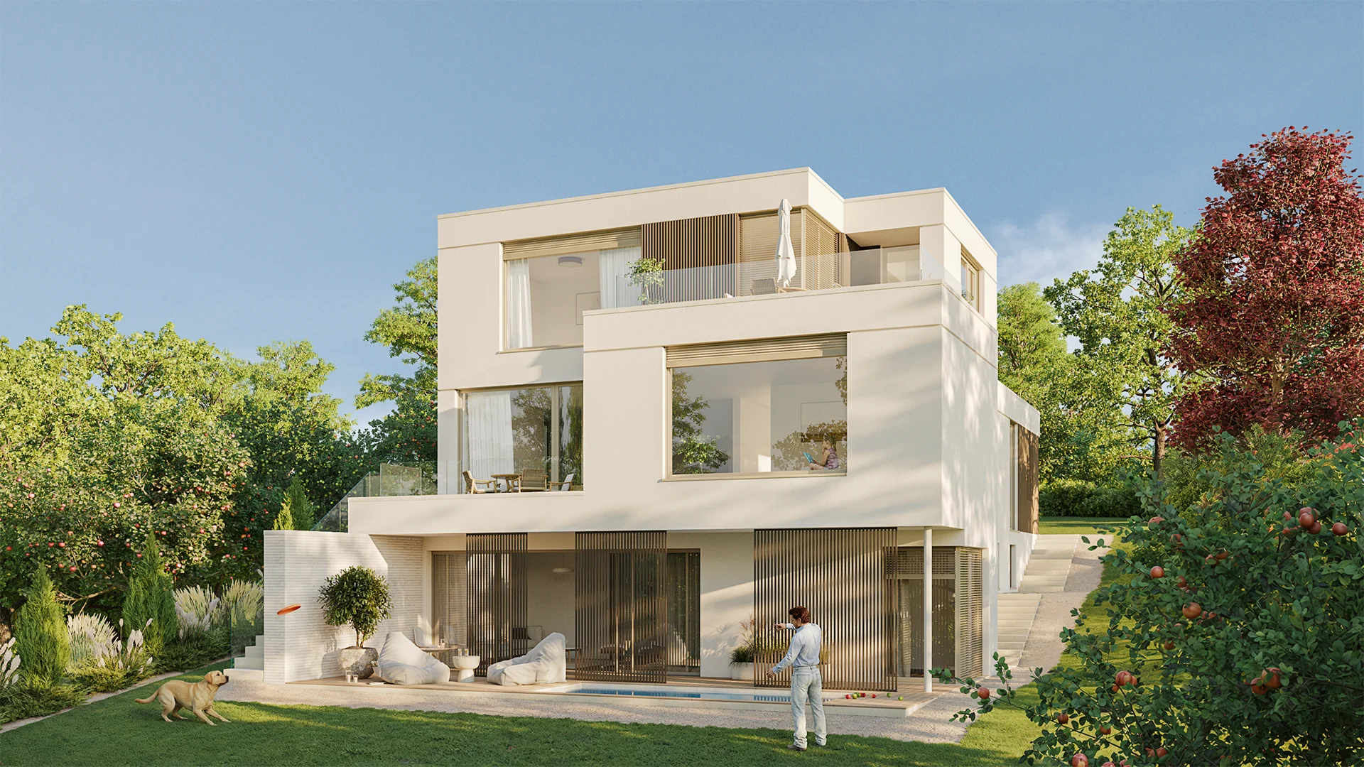 Exterior visualization. Villa P. Kronberg im Taunus. View_01
